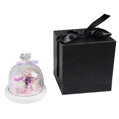 China 2020 Cute Gift Bags Carnation Love Glass Bell Glass Domes Preserved Rose In Glass for sale