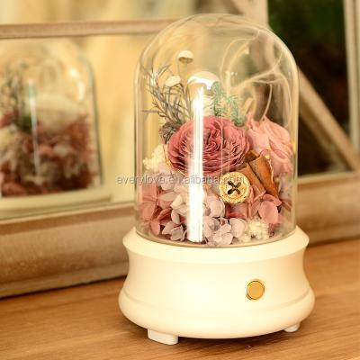 China Beautiful Handmade LED Light Bluetooth Speaker Preserved Glass Eternal Roses With Gift Box for sale