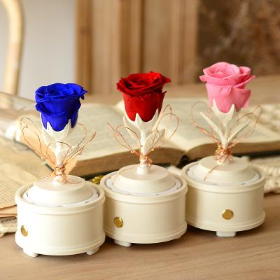 China Fasional Gift Factory Price Modernist Decorative Wholesale Gift Boxes Led Glass Bluetooth Speaker Eternal Preserved Roses for sale