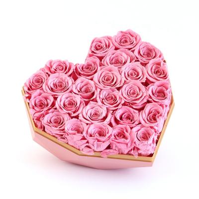 China Home Decoration Luxury Heart Shaped Gift Boxes Eternity Stabilized Flowers Preserved Roses Gift Box For Christmas for sale