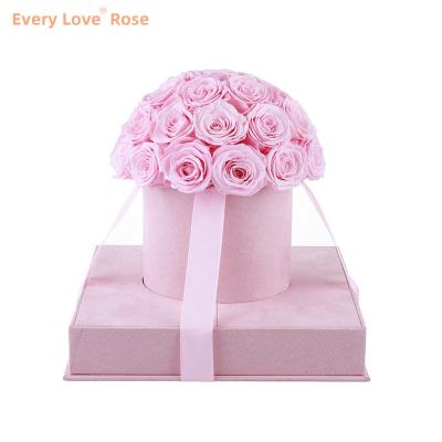 China Wholesale Every Gift Christmas Love Flower Rose Dome Preserved Eternal Forever Modernist Sustainable Roses In Velvet Gift Box For Her for sale