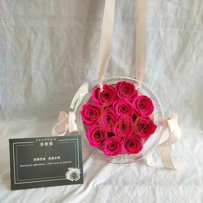 China Holiday Gift Sets Preserved Rose China Wholesale Venus Clear Lucite Scent Transparent Acrylic Infinity Rose Flower Box for sale