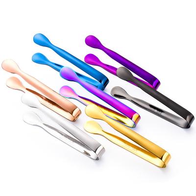 China Sustainable Stainless Steel Metal Thickened Square Sugar Clip Ice Cube Grain Tartar Tongs Food Clip for sale