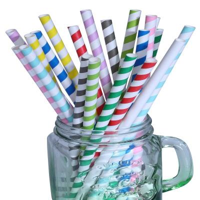 China 100% Environmental Protection Biodegradable Mixed Striped Disposable Net Red Color Paper Drinks Striped Juice Drinks Milk Tea Paper Straws for sale