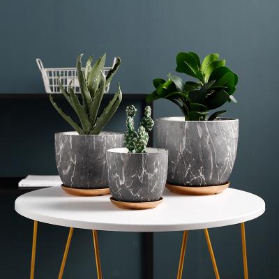 China Hot Selling Beautiful Marble Pattern Style Flower Planters Nordic Other Home Ornaments Garden Ceramic Flower Pots for sale