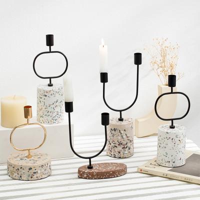 China Modern Nordic Stylish Garden Home Decoration Mosaic Floor Living Room Office Decor Wedding Candle Holders Table Decorations Candlestick Holder for sale