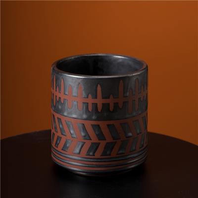 China Nordic Modern High Quality Small Luxury Christmas Candle Jar Western European Style Ceramic Black Bulk Candle Jars for sale