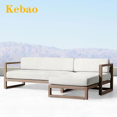 China Modern Luxury Modern Outdoor Furniture Teak Wood Garden Set L Solid Wood Outdoor Living Room Sectional Sofa Teak Sofa for sale