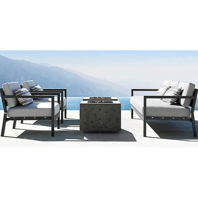 China Modern Modern Outdoor Furniture Powder Coated Aluminum Outdoor Sofa Hotel Poolside Black Metal Garden Sofa Set for sale