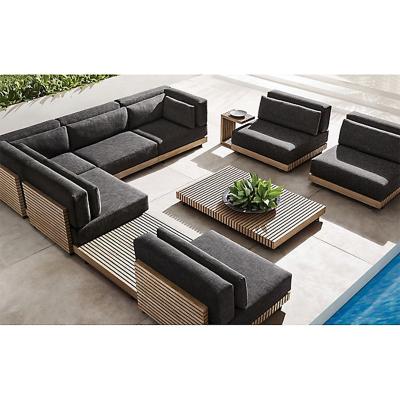 China Modern luxury villa furniture hotel patio U shape teak garden sofa home backyard poolside solid wood outdoor teak U sectional sofas for sale