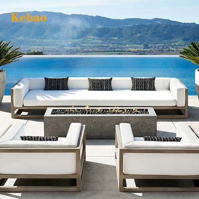 China Customized modern luxury modern outdoor furniture Foshan villa manufacturer teak garden sofa all weather wood teak sofa set for sale