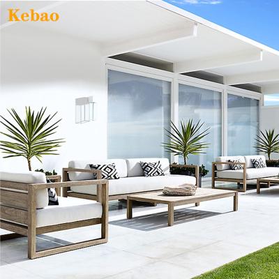 China Modern Luxury Outdoor Teak Sectional Sofa Sets Patio Furniture Solid Teak Wood Sofa Set Wooden Garden Sofa Set for sale