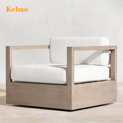 China New Arrival Hotel Furniture Garden Patio Modern Wooden Villa Backyard Wooden Sofa Solid Wood Single Lounge Chair for sale