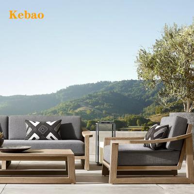 China Modern Luxury Wood Outdoor Furniture Teak Garden Sofa Set Outdoor Garden Set Hotel Patio All Weather Solid Wood Teak Sofa for sale