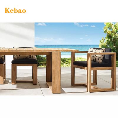 China Modern luxury wood outdoor furniture solid wood outdoor dining table set outdoor dining table and dining chair set teak wood for sale