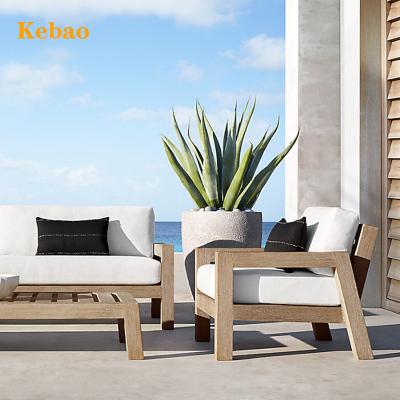 China Modern American Teak Outdoor Wood Garden Sofa Quick Dry Myanmar Furniture Style Design Sample All Weather Wood Outdoor Sofa for sale