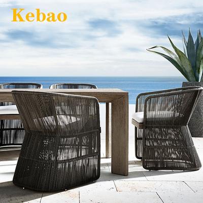 China Modern Luxury Outdoor Wicker Teak Armchair Rattan Patio Wood Dining Table Set Wooden Outdoor Table and Chairs for sale