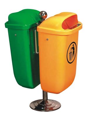 China Outdoor Standing Induction Type Eco-friendly 50L Green Small Double Bins Plastic Waste Bin for sale