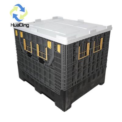 China Foldable Galvanized Mesh Pallet Box Container with 1T Dynamic Load Capacity by HUADING for sale