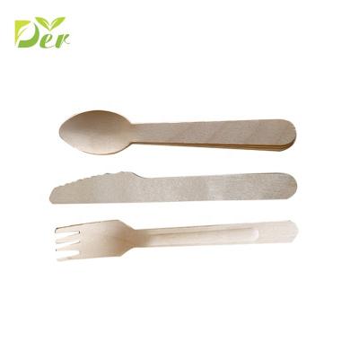 China Disposable140 mm Disposable Wooden Fork Cutlery Set for sale