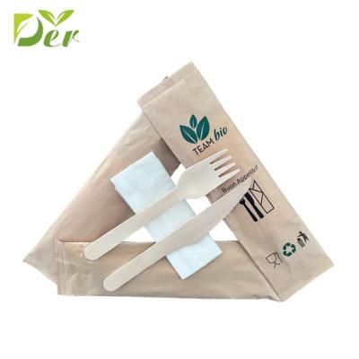 China Disposable Sterile High Quality Set of Fork Spoon Knife and Wooden Fork Cutlery Cutlery Set for sale