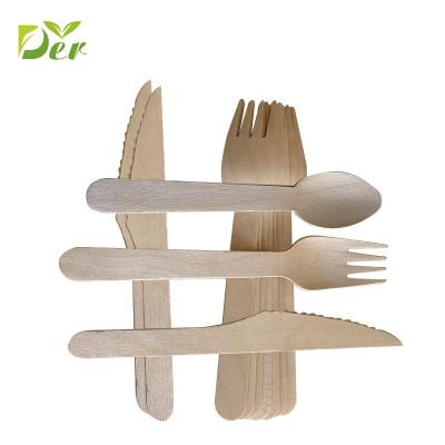 China Stored Sterile High Quality Wooden Disposable Utensils Fork Knife And Spoon Wooden Cutlery for sale