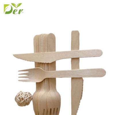 China Viable Customizable Size Cutlery Spoon Fork Disposable Wooden Knife for sale