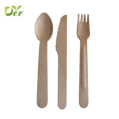 China Disposable Wooden Teaspoons Knife And Fork Set Wooden Cutlery for sale