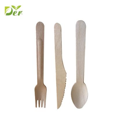 China Birch Wood Spoon/Forks Biodegradable Natural Biodegradable Bulk Stored Eco Friendly Disposable/Disposable Knives Wooden Cutlery for sale