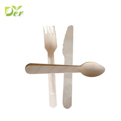 China Sustainable/100% Compostable Biodegradable/100% Birch Wooden Disposable Cutlery Spoon Fork Knife For Desserts Eco-Friendly Wood for sale