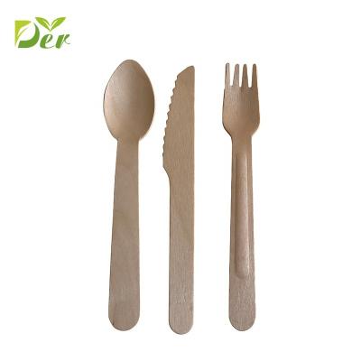 China 140 Mm 160mm Disposable Wooden Cutlery Set Dinnerware for sale