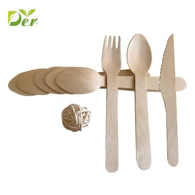 China Eco - Friendly Disposable Wooden Cutlery Spoon Disposable Salad Fork For Food for sale