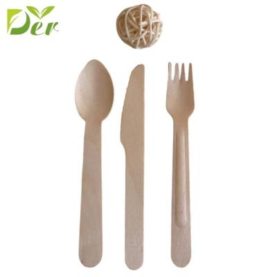 China Disposable Disposable Birch Wooden Cutlery Spoon Fork Knife For Desserts Eco - Friendly Wood for sale