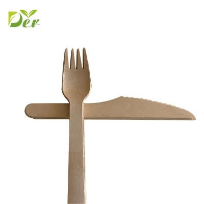 China Disposable Disposable Wooden Spoon Fork Knife Set Wooden Cutlery for sale