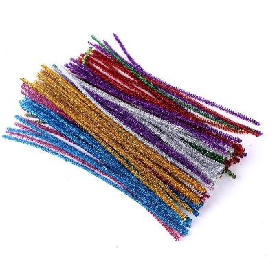 China Handmade DIY Crafts Pet Wire Craft Wire Stems Pipe Cleaners Glitter Tinsel Chenille Stems Pipe Cleaners for Kids for sale