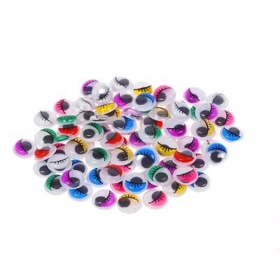 China Cute Mixed Colored Eyelashes Self Adhesive Colorful Googly Eyes With Eyelashes Plastic Craft Dolls Moving Eyes for sale