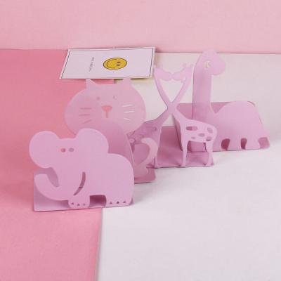 China Wholesale Bookends Supply Students Home Office Pink Iron Bookends For Kids Contracted Cartoon Book Stand for sale