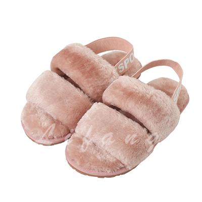 China Fashion Trend Warm Faux Fur Fluffy Women's Slippers Flip Flops Plush Indoor Sandals for sale