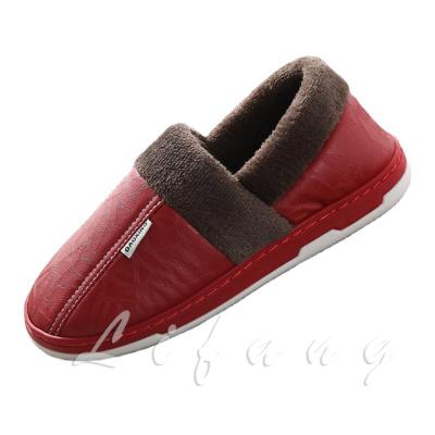 China CUSHIONING New Women's Home Women's Thick-soled Cotton Baotou Thick-soled Warm Shoes Non-slip PU Slippers For Men for sale