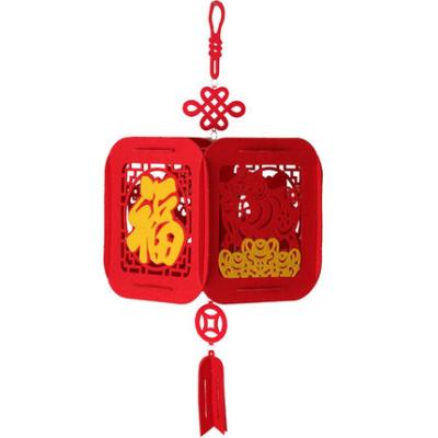 China New Year Red Decoration Handmade Chinese Nonwoven Hanging Chinese Lantern Felt for sale