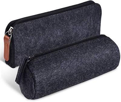 China Gray Felt Fashion Pencil Cases Dark Eco-friendly Pen Pouch For School Kids for sale