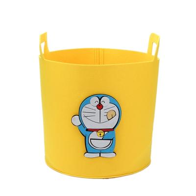 China Viable Handmade Polyester Felt Storage Basket Laundry Hamper Foldable Bag for sale