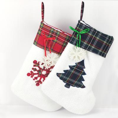 China Canvas Christmas Tree Pattern Christmas Stocking Gift Bag for sale