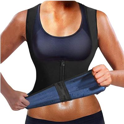 China Women's Thermo Activated Tank Top Body Shaper Nuclear Combustion Heat Trapping Breathable Sweat Vest With Zipper for sale