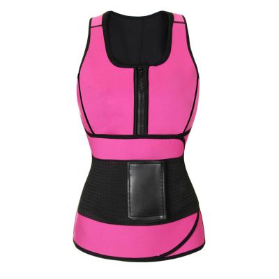 China Breathable Zipper Pink Bodyshaper Women's Neoprene Shoulder Strap Body Waist Cincher Vest Adjustable Waist Cincher Vest with Waist Trainer for sale