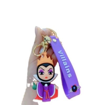 China Silicone Keychains Real Fox Fur Fox Fur Character Witch Character Evil Queen Evil Rogue Keychain Key Ring Cute Cartoon Bag Pendant Material Gift for sale