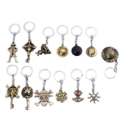 China ABS Anime Car Bag Charm Key Chain Ring Pendant Keyring Luffy Hat Zoro Sanji Wanted Key Holder Jewelry for sale