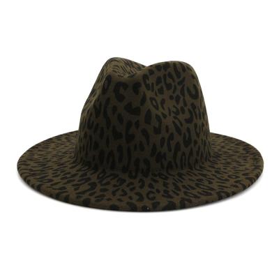 China Wholesale New Lady Church Decoration Vintage Leopard Men's Casual Felt Hat Fedora Wide Brim Hats Belt Winter Style for sale