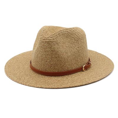 China Summer Unisex Outdoor Wholesale Straw Beach Caps Braid Floppy Breathable Fedora Panama Straw Dobby Hat for sale