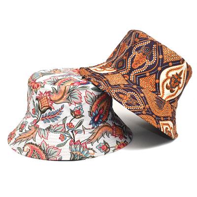 China Keep Hot 2022 New Designer Unisex Floral Print Custom Women Bucket Hats High Quality Foldable Fashion Bucket Hats Wholesale for sale